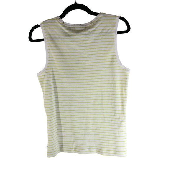 Chicos Zenergy Womens Striped Stud Accent Tank Top White Yellow XL/16 (Chicos 3) - Picture 3 of 4
